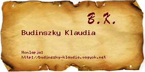 Budinszky Klaudia névjegykártya
